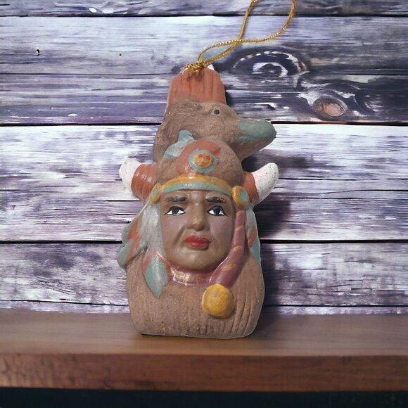 Vintage Ornament Southwestern Native American Hand Painted Earthenware Tree (A) - Picture 1 of 4